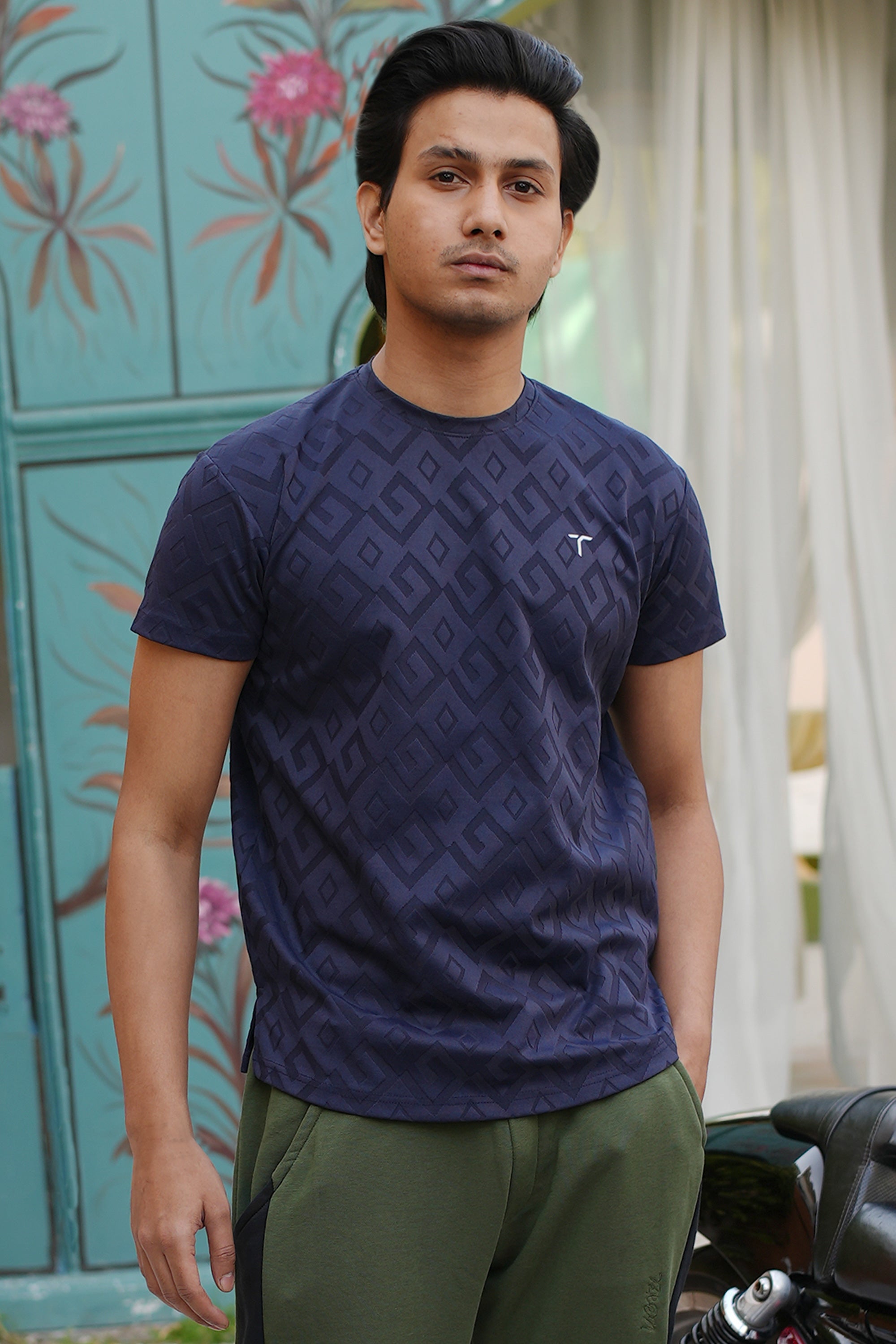 Geometric Embossed Jacquard Tee