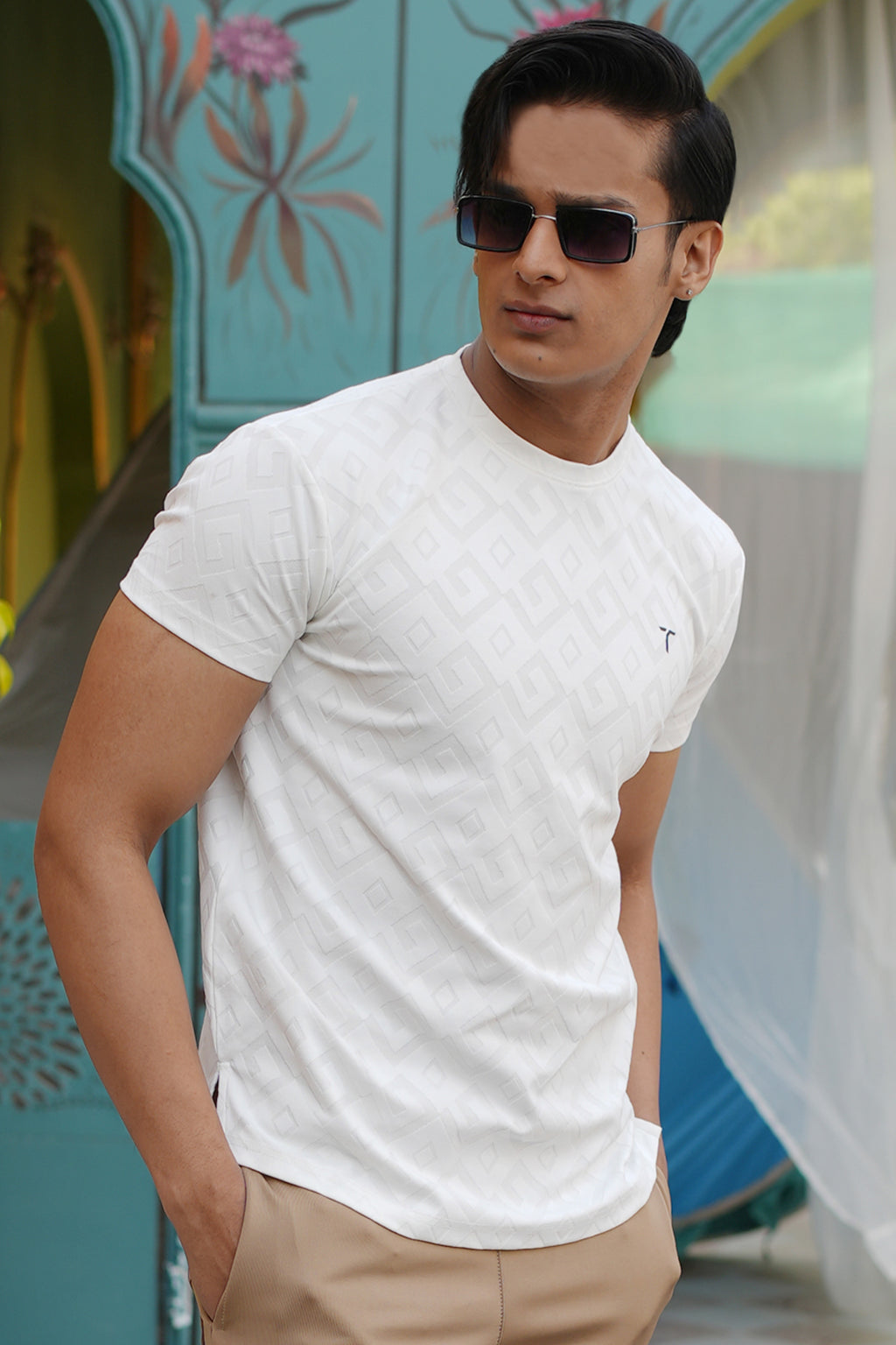 Geometric Embossed Jacquard Tee