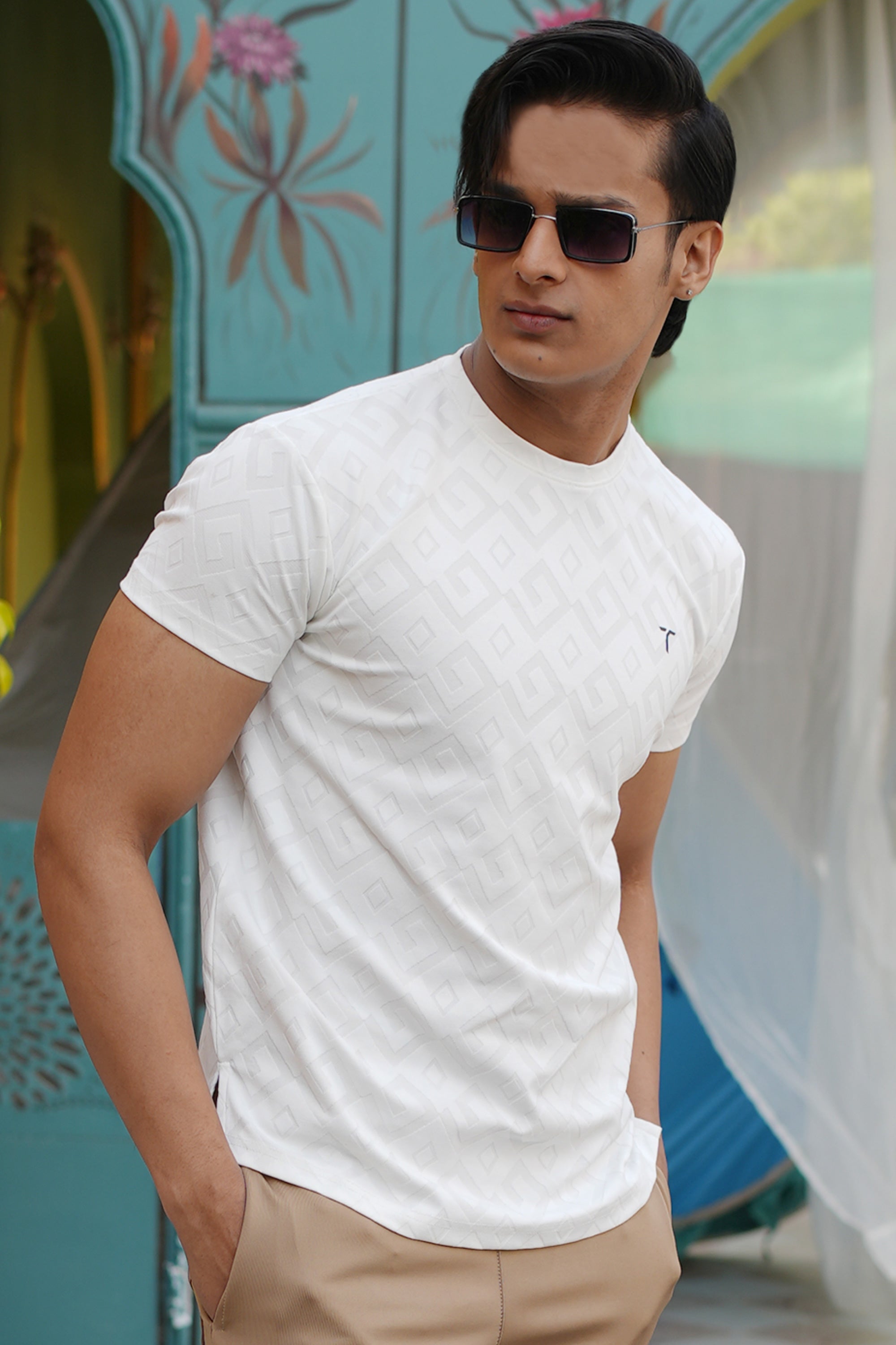 Geometric Embossed Jacquard Tee