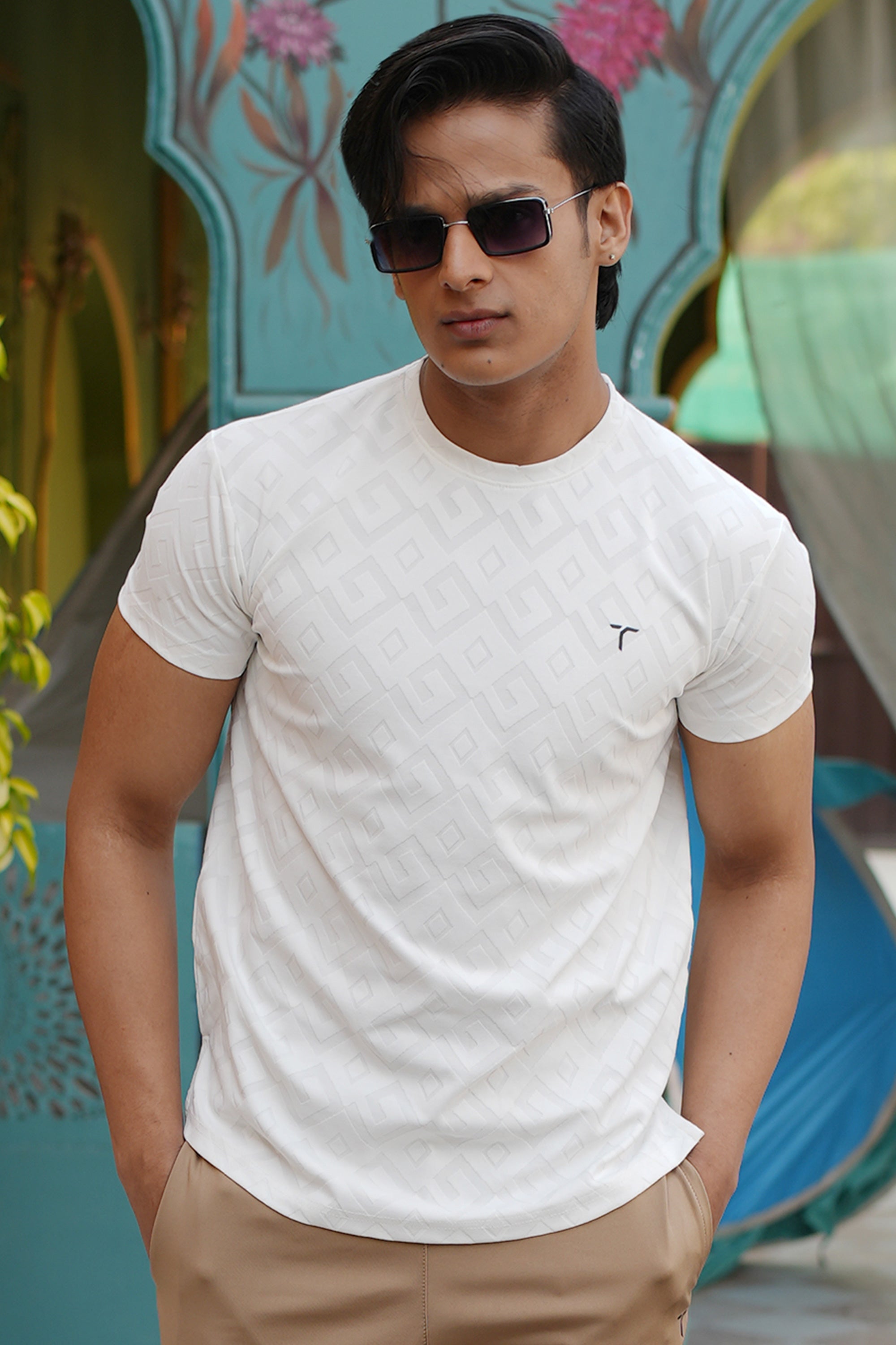 Geometric Embossed Jacquard Tee