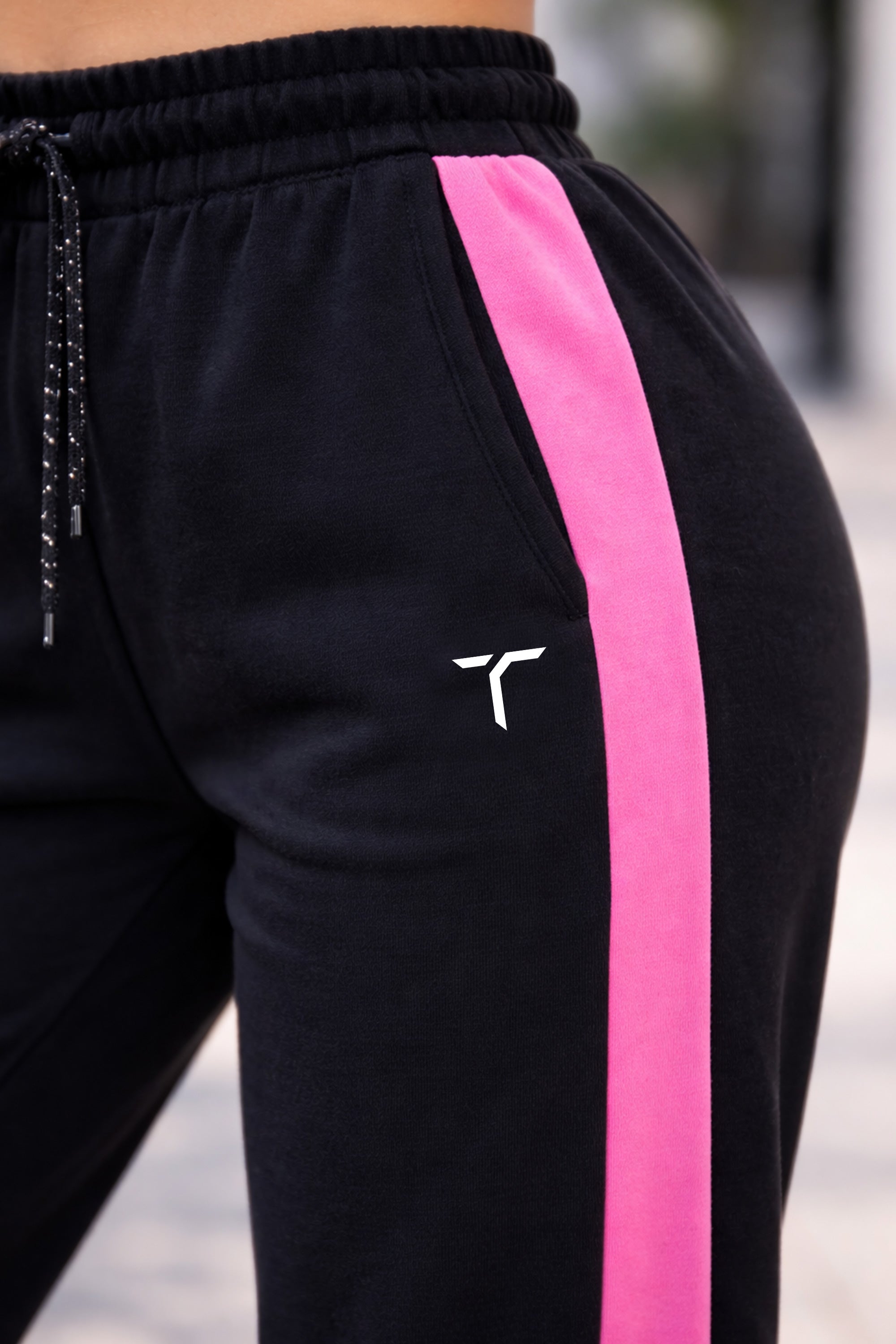 Pink-Stripe French Terry Pants